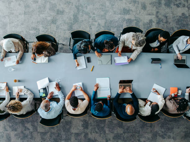 An established company's team in a boardroom